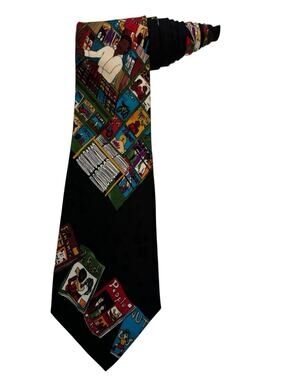 Nicole Miller Newspaper Magazine Stand Vintage 100% Silk Novelty